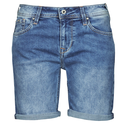 Pepe jeans POPPY Azul - Envío gratis | Spartoo.es - textil Shorts / Bermudas Mujer 45,50 €