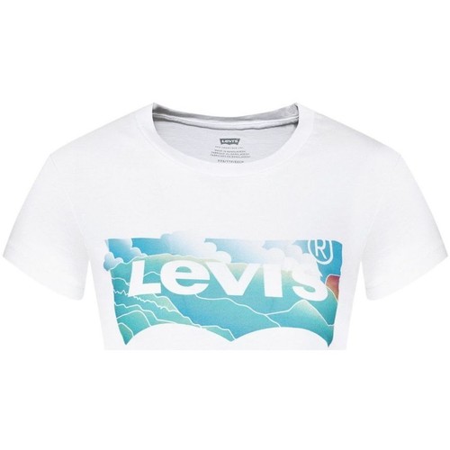 textil Mujer Tops y Camisetas Levi's A0458 0004 GRAPHIC JORDIE-BW FILL CLOUDS Blanco