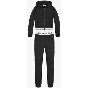 textil Niña Conjuntos chándal Calvin Klein Jeans IG0IG01085BEH - SET LOGO TAPE-BLACK Negro