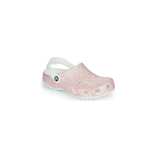 Zapatos Niña Zuecos (Clogs) Crocs Classic Glitter Clog K Blanco / Rosa