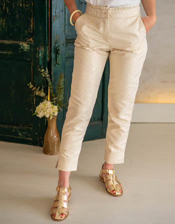 textil Mujer Pantalones con 5 bolsillos Céleste LEA Oro / Beige