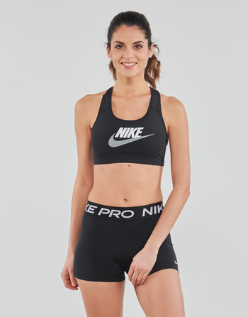 textil Mujer Sujetador deportivo  Nike Swoosh Medium-Support Non-Padded Graphic Sports Bra Negro / Blanco / PartÍcula / Gris