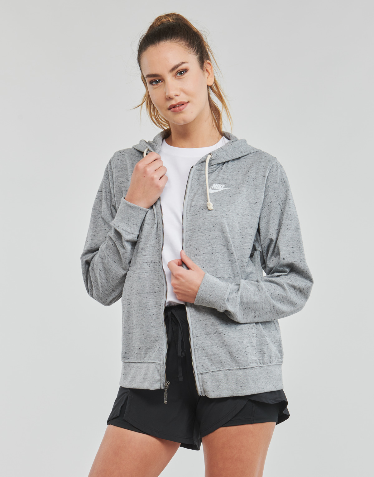 textil Mujer Sudaderas Nike Full-Zip Hoodie Gris / Heather / Blanco