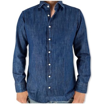 textil Hombre Camisas manga larga Bastoncino Camisa B1747 Hombre Mezclilla Azul