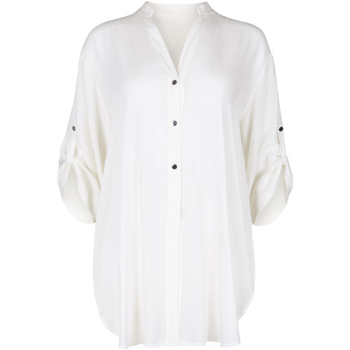 textil Mujer Pareos Lisca Túnica camisera de verano con mangas tres cuartos Panama Blanco