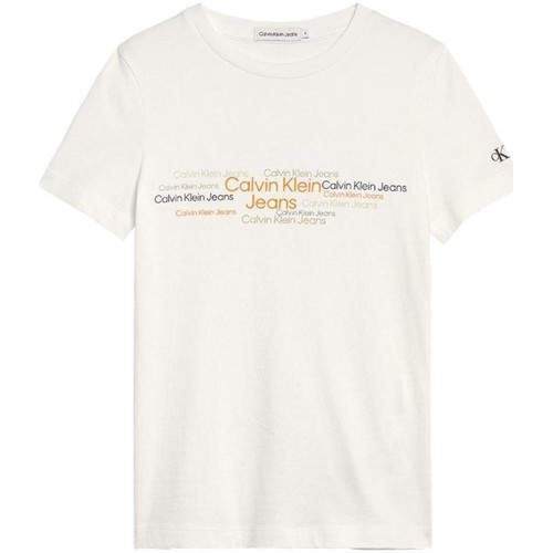 textil Niño Camisetas manga corta Calvin Klein Jeans IB0IB01224 YAF Blanco