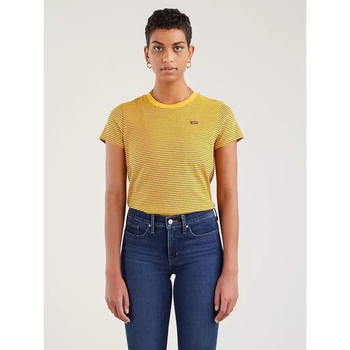 textil Mujer Tops y Camisetas Levi's 39185 0158 PERFECT TEE-BUMBLE BEE STRIPE OLD GOLD Oro