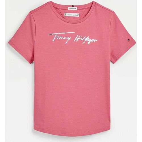 textil Niña Tops y Camisetas Tommy Hilfiger KG0KG06301T SCRIPT TEE-XIW Rosa