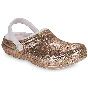 Zapatos Niña Zuecos (Clogs) Crocs Classic Lined Glitter Clog T Oro