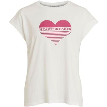 textil Mujer Tops y Camisetas Vila VIDREAMIA HEARTBREAKER S/S Blanco
