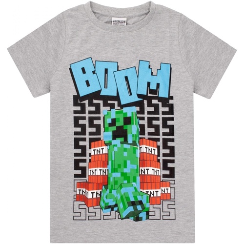 textil Niño Camisetas manga corta Minecraft Boom Gris
