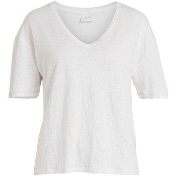 textil Mujer Tops y Camisetas Vila VILOINA V-NECK GLITTER Blanco