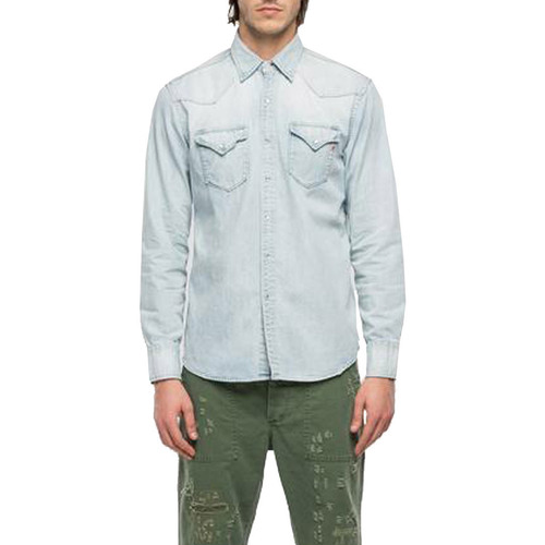 textil Hombre Camisas manga larga Replay M402326C25A Azul