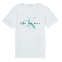 textil Niños Camisetas manga corta Calvin Klein Jeans MONOGRAM LOGO T-SHIRT Blanco