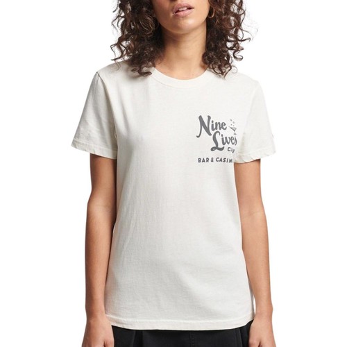textil Mujer Tops y Camisetas Superdry VINTAGE CROSSING LINES BH TEE Blanco