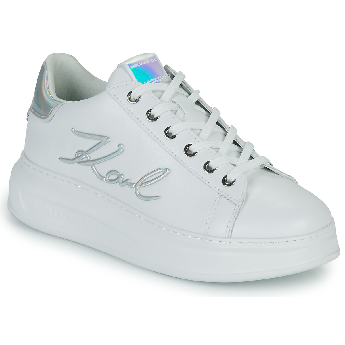 Zapatos Mujer Zapatillas bajas Karl Lagerfeld KAPRI Signia Lace Lthr Blanco / Plata