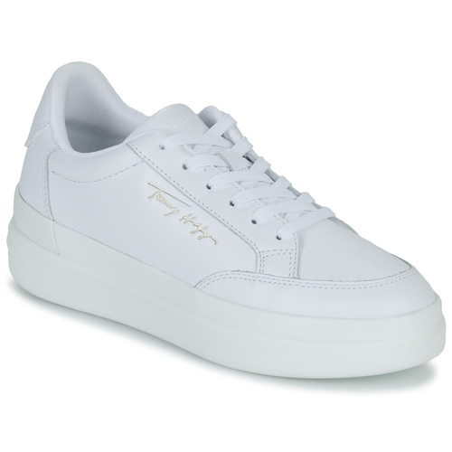 Zapatos Mujer Zapatillas bajas Tommy Hilfiger Th Signature Leather Sneaker Blanco