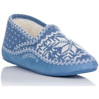 Zapatos Mujer Pantuflas Norteñas Zapatilla de casa forrada Azul