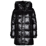 HORIZONTAL QUILTED DOWN COAT WITH  ATTACHED HOOD
