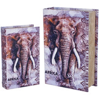 Casa Cestas / cajas y papelera Signes Grimalt Caja Libro Elefante 2 Unidades Gris