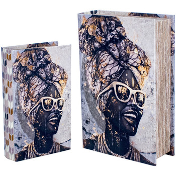 Casa Cestas / cajas y papelera Signes Grimalt Caja libro Africana 2 Unidades Negro