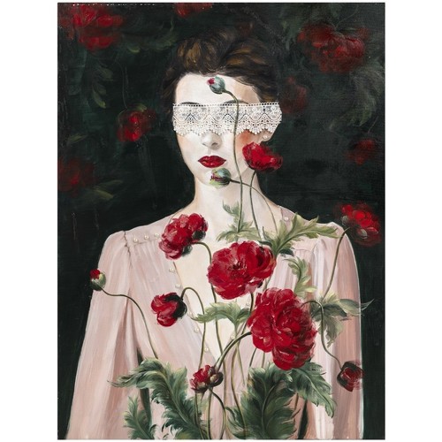 Casa Cuadros / pinturas Signes Grimalt Cuadro Mujer con Rosas Negro