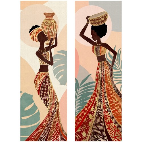 Casa Cuadros / pinturas Signes Grimalt Cuadro Mujer Africana 2 Unidades Negro