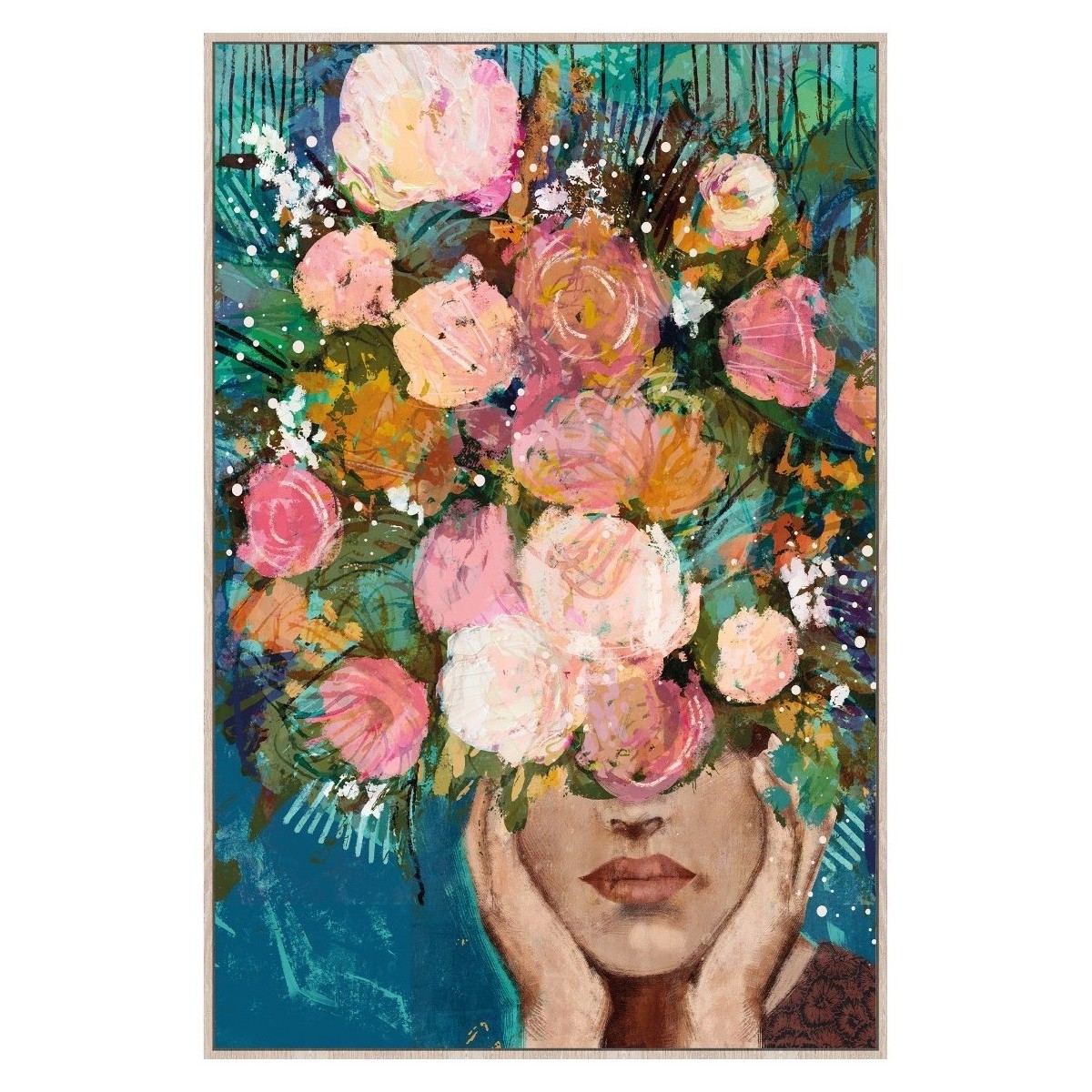 Casa Cuadros / pinturas Signes Grimalt Cuadro Mujer Flores Rosa