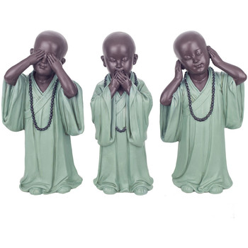 Casa Figuras decorativas Signes Grimalt Figura monje no ve-oye-habla 3 Unidades Verde