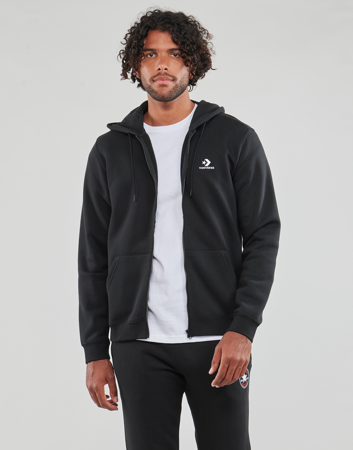 textil Hombre Sudaderas Converse GO-TO EMBROIDERED STAR CHEVRON FULL-ZIP HOODIE Negro