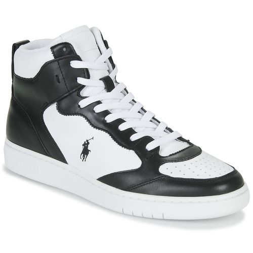 Zapatos Hombre Zapatillas altas Polo Ralph Lauren POLO CRT HGH-SNEAKERS-LOW TOP LACE Negro / Blanco