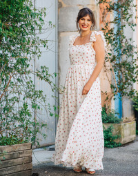 textil Mujer Vestidos largos Céleste AURORE Blanco / Rojo