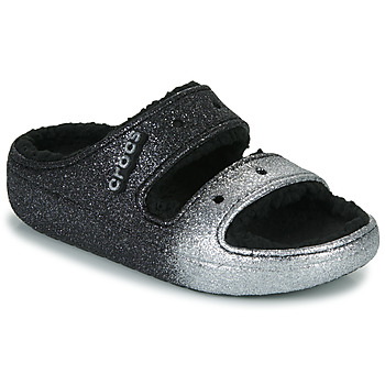 Zapatos Mujer Zuecos (Mules) Crocs CLASSIC COZZZY GLITTER SANDAL Negro / Plateado