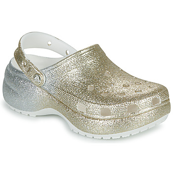 Zapatos Mujer Zuecos (Clogs) Crocs CLSCPLATFORMOMBREGLITTERCLOGW Blanco / Oro