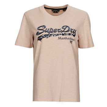 textil Mujer Camisetas manga corta Superdry VINTAGE LOGO BOROUGH TEE Rosa / Dust