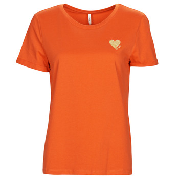 textil Mujer Camisetas manga corta Only ONLKITA S/S LOGO TOP Naranja
