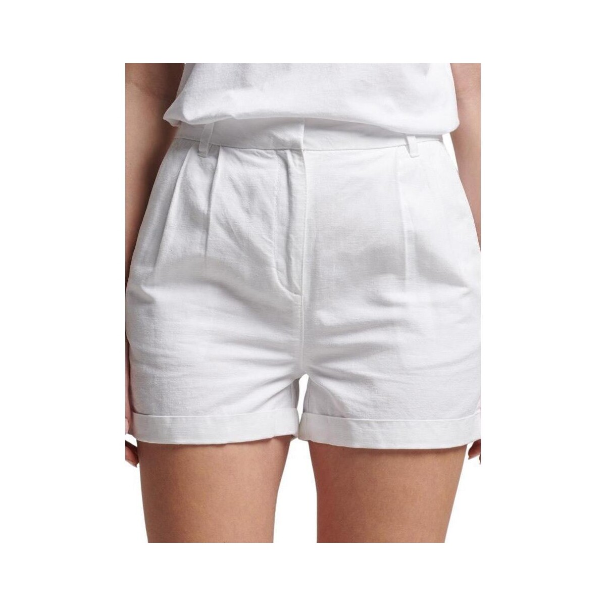 textil Mujer Shorts / Bermudas Superdry STUDIOS LINEN SHORT Blanco