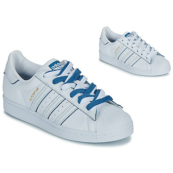 Zapatos Mujer Zapatillas bajas adidas Originals SUPERSTAR W Blanco / Azul