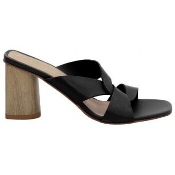 Zapatos Mujer Zuecos (Mules) Foos sandalia con tiras cruzadas y tacon efecto madera Negro