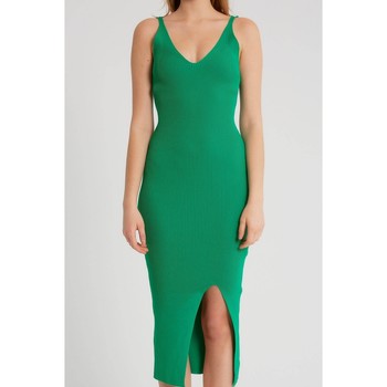 textil Mujer Vestidos Robin-Collection Dames Elastische Ribstof Jurk T Verde