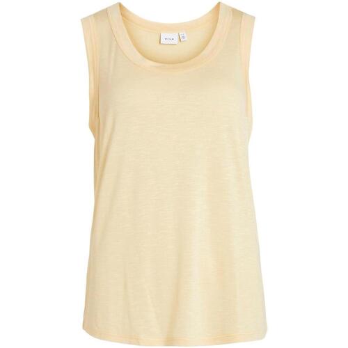 textil Mujer Tops y Camisetas Vila VINOEL O-NECK S/L TOP Amarillo