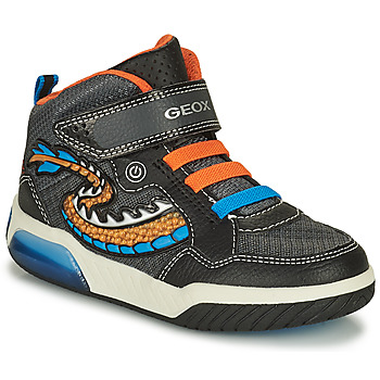Zapatos Niño Zapatillas altas Geox J INEK B. C - MESH+ECOP BOTT Negro / Naranja
