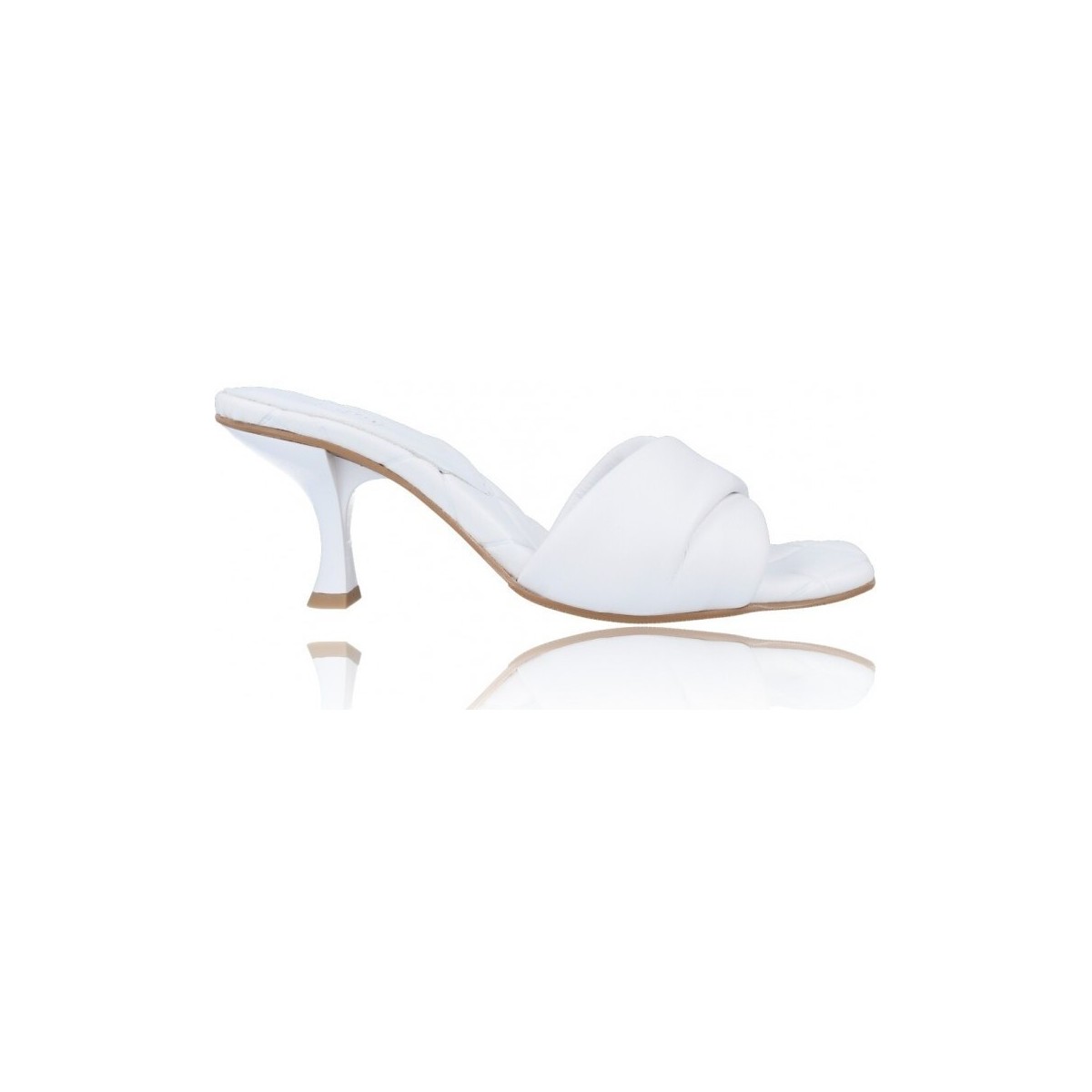 Zapatos Mujer Sandalias Calzados Vesga Zueco Sandalias de Piel para Mujer de Foos Marbella 01 Blanco