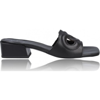 Zapatos Mujer Sandalias Calzados Vesga Zuecos Sandalias de Piel para Mujer de Foos Alissa 02 Negro