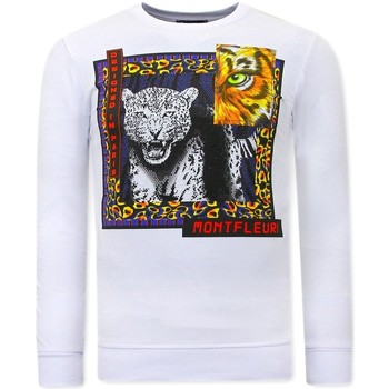 textil Hombre Sudaderas Tony Backer Heren Sweater Met Print Tiger Blanco