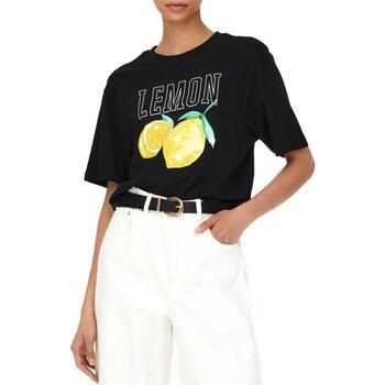 textil Mujer Tops y Camisetas Only Camiseta Estampado De Frutas Negro