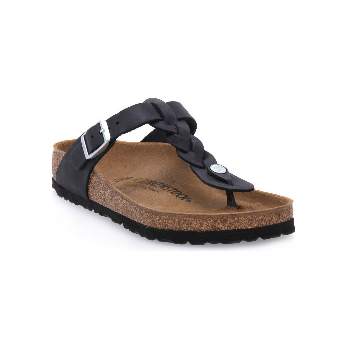 Zapatos Mujer Zuecos (Mules) Birkenstock GIZEH BRAIDED BLK OILED CALZ S Negro