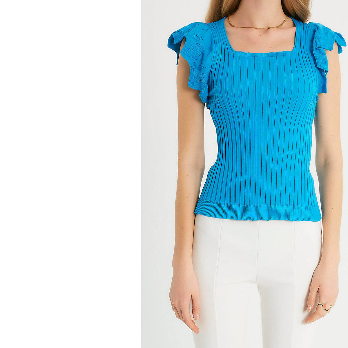 textil Mujer Tops / Blusas Robin-Collection Top Elástico Rib Mujer T Azul