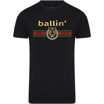 textil Hombre Camisetas manga corta Ballin Est. 2013 Tiger Lines Shirt Negro