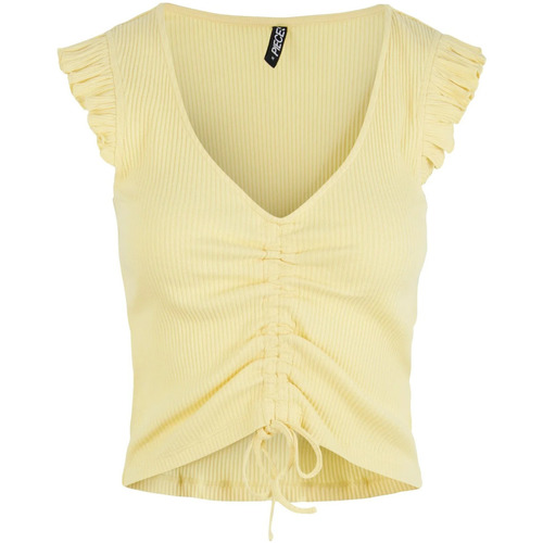 textil Mujer Camisetas sin mangas Pieces Camiseta amarilla sin mangas ajustable Amarillo